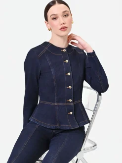 GIACCA IN DENIM BLU NAVY CON BASCHINA