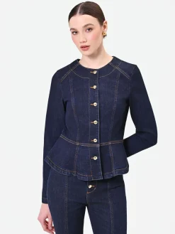 GIACCA IN DENIM BLU NAVY CON BASCHINA