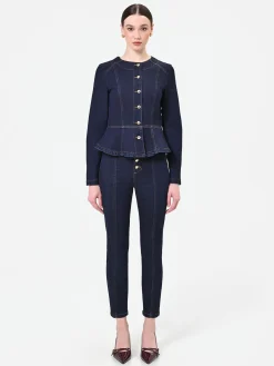 GIACCA IN DENIM BLU NAVY CON BASCHINA