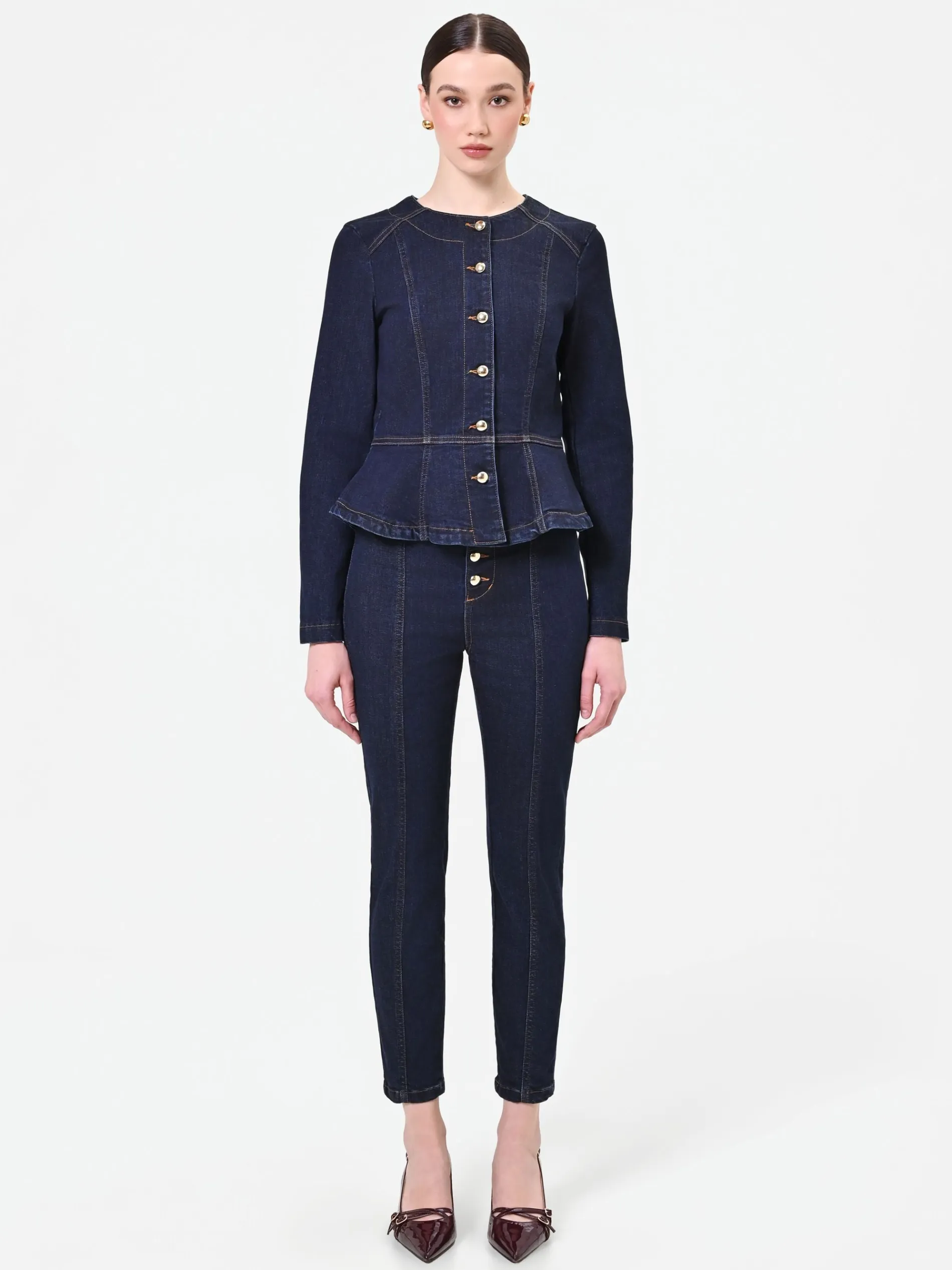 GIACCA IN DENIM BLU NAVY CON BASCHINA