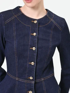 GIACCA IN DENIM BLU NAVY CON BASCHINA