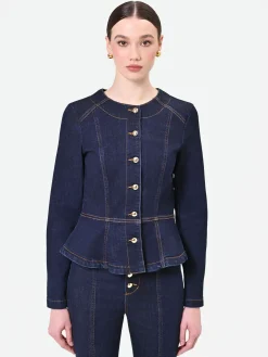 GIACCA IN DENIM BLU NAVY CON BASCHINA