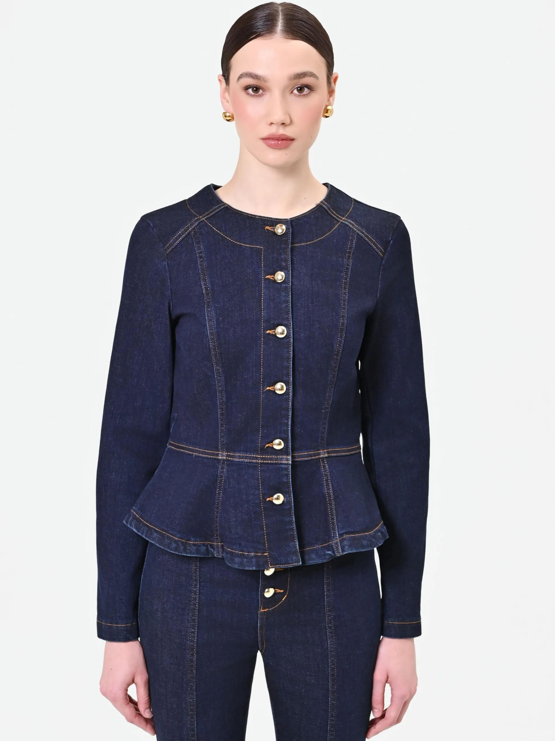 GIACCA IN DENIM BLU NAVY CON BASCHINA