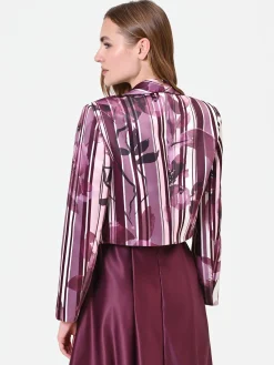 GIACCA IN RASO STAMPA FLOREALE ROSSO BORDEAUX