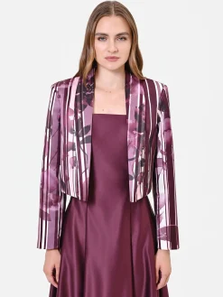 GIACCA IN RASO STAMPA FLOREALE ROSSO BORDEAUX