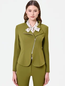 GIACCA IN SCUBA MANO CREPE VERDE OLIO