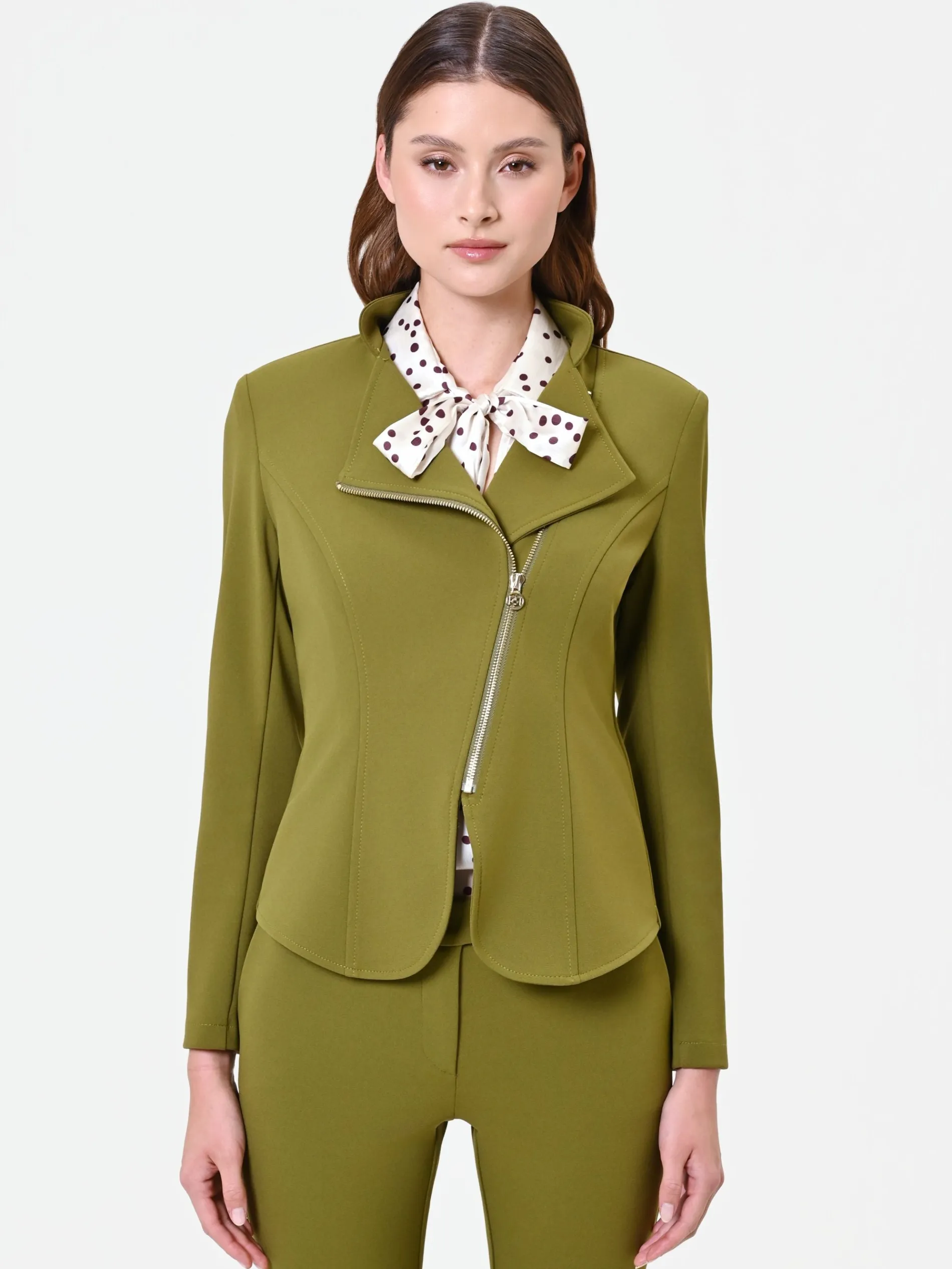 GIACCA IN SCUBA MANO CREPE VERDE OLIO