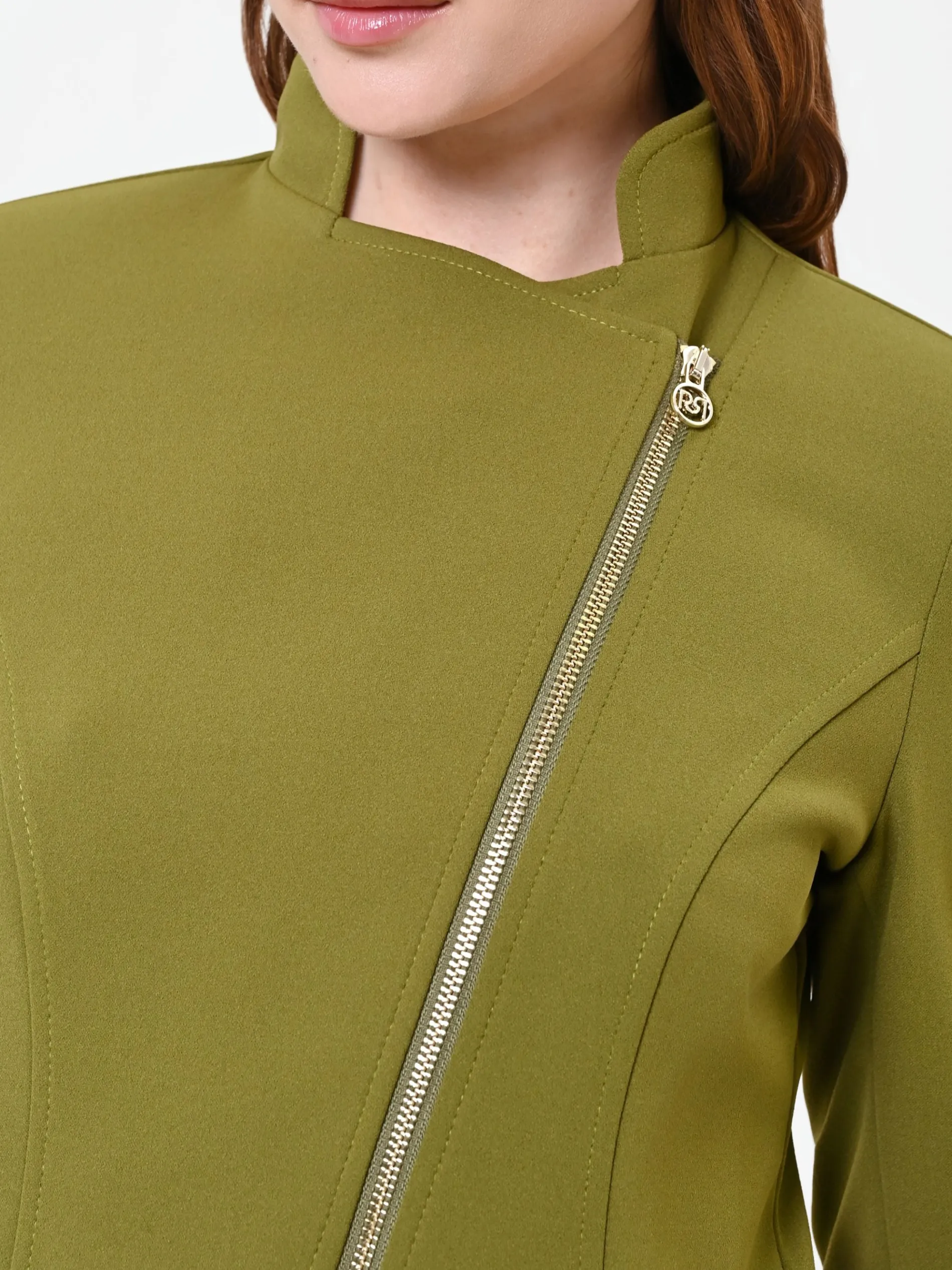 GIACCA IN SCUBA MANO CREPE VERDE OLIO
