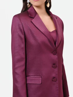 GIACCA MONOPETTO BORDEAUX ROSSO IN RASO JACQUARD