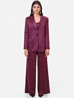 GIACCA MONOPETTO BORDEAUX ROSSO IN RASO JACQUARD