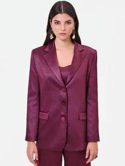 GIACCA MONOPETTO BORDEAUX ROSSO IN RASO JACQUARD