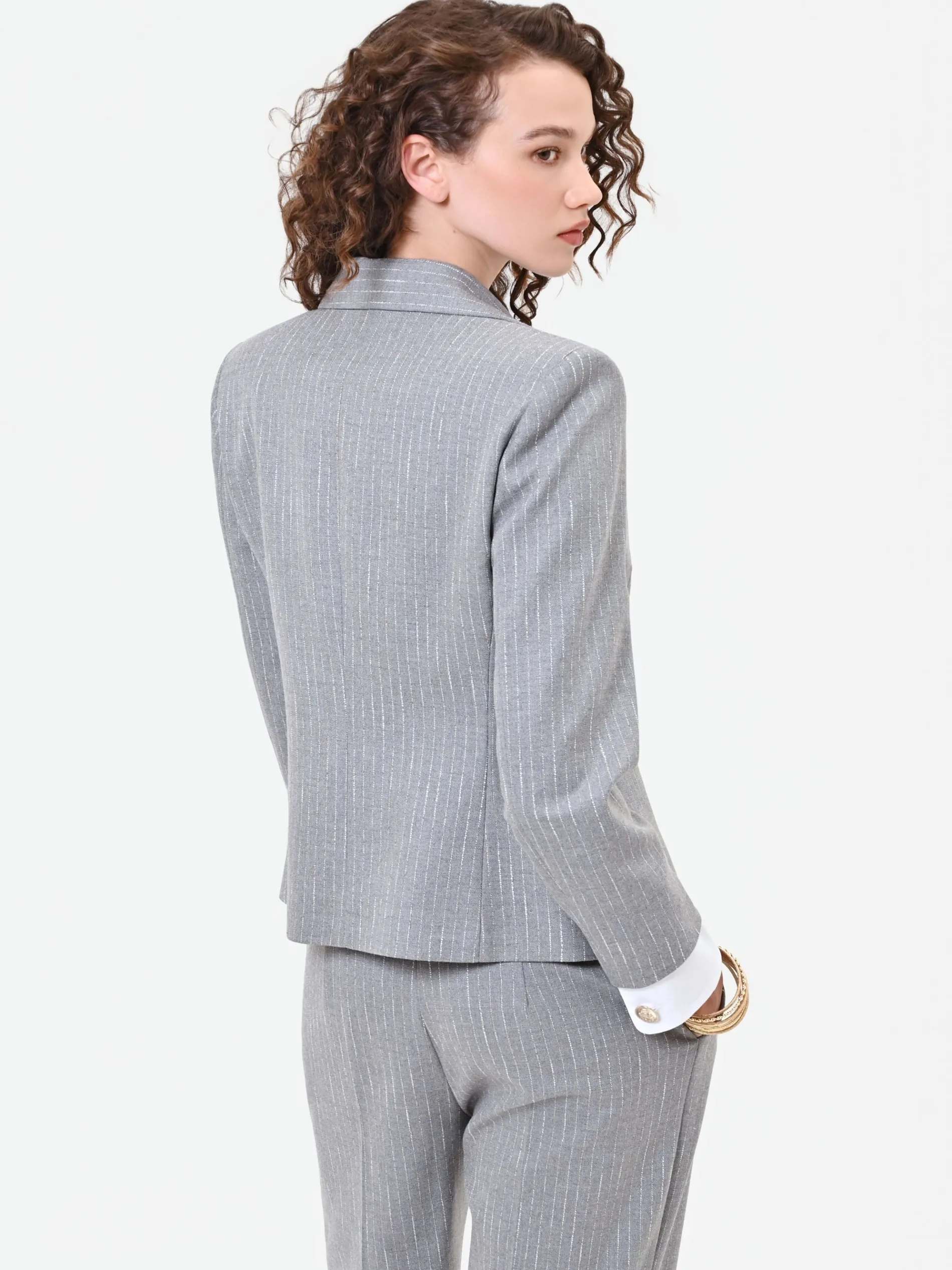 GIACCA MONOPETTO GRIGIO CHIARO GESSATA