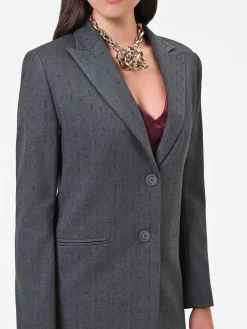 GIACCA MONOPETTO GRIGIO SCURO CON EFFETTO GESSATO