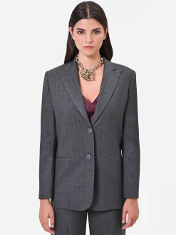 GIACCA MONOPETTO GRIGIO SCURO CON EFFETTO GESSATO