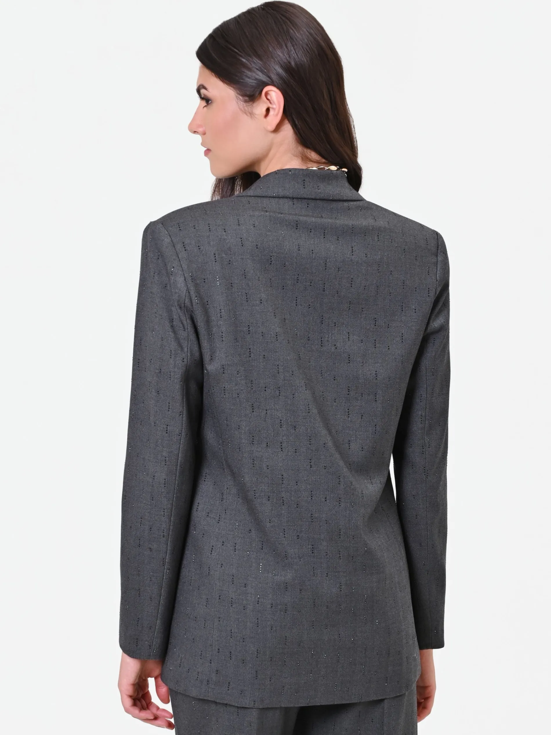 GIACCA MONOPETTO GRIGIO SCURO CON EFFETTO GESSATO