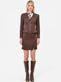 GIACCA MORO MARRONE IN SIMILPELLE CON BASCHINA