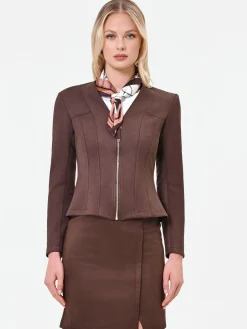 GIACCA MORO MARRONE IN SIMILPELLE CON BASCHINA