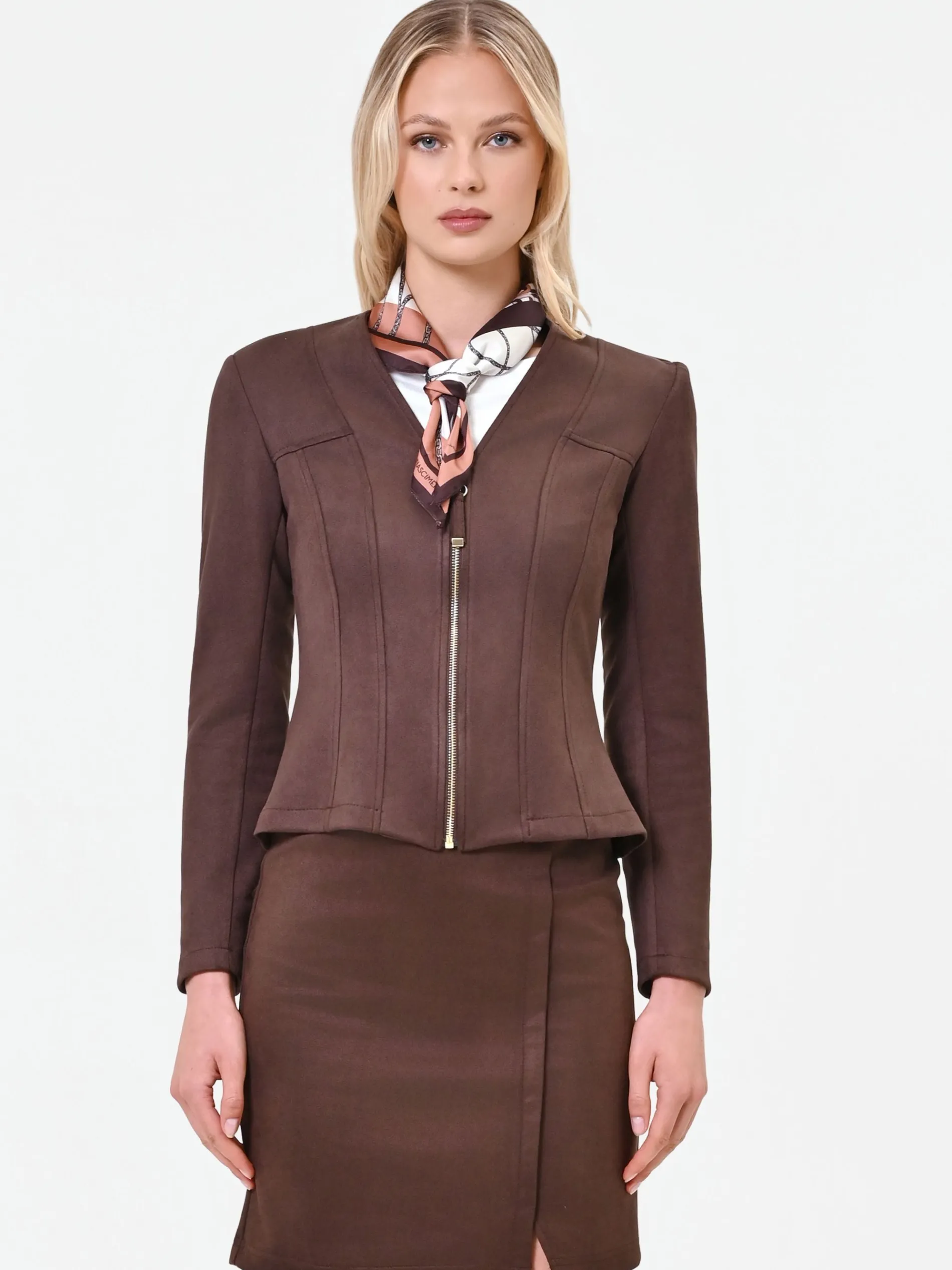 GIACCA MORO MARRONE IN SIMILPELLE CON BASCHINA