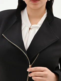 GIACCA NERA CURVY CON ZIP IN SCUBA MANO CREPE