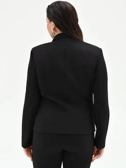 GIACCA NERA CURVY CON ZIP IN SCUBA MANO CREPE