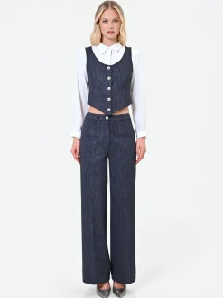 GILET BLU NAVY CON BOTTONI GIOIELLO