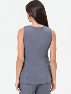 GILET GRIGIO CON PIEGHE INCROCIATE