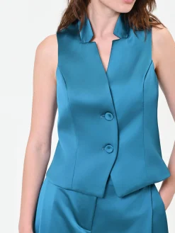 GILET IN RASO BLU OTTANIO