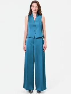 GILET IN RASO BLU OTTANIO