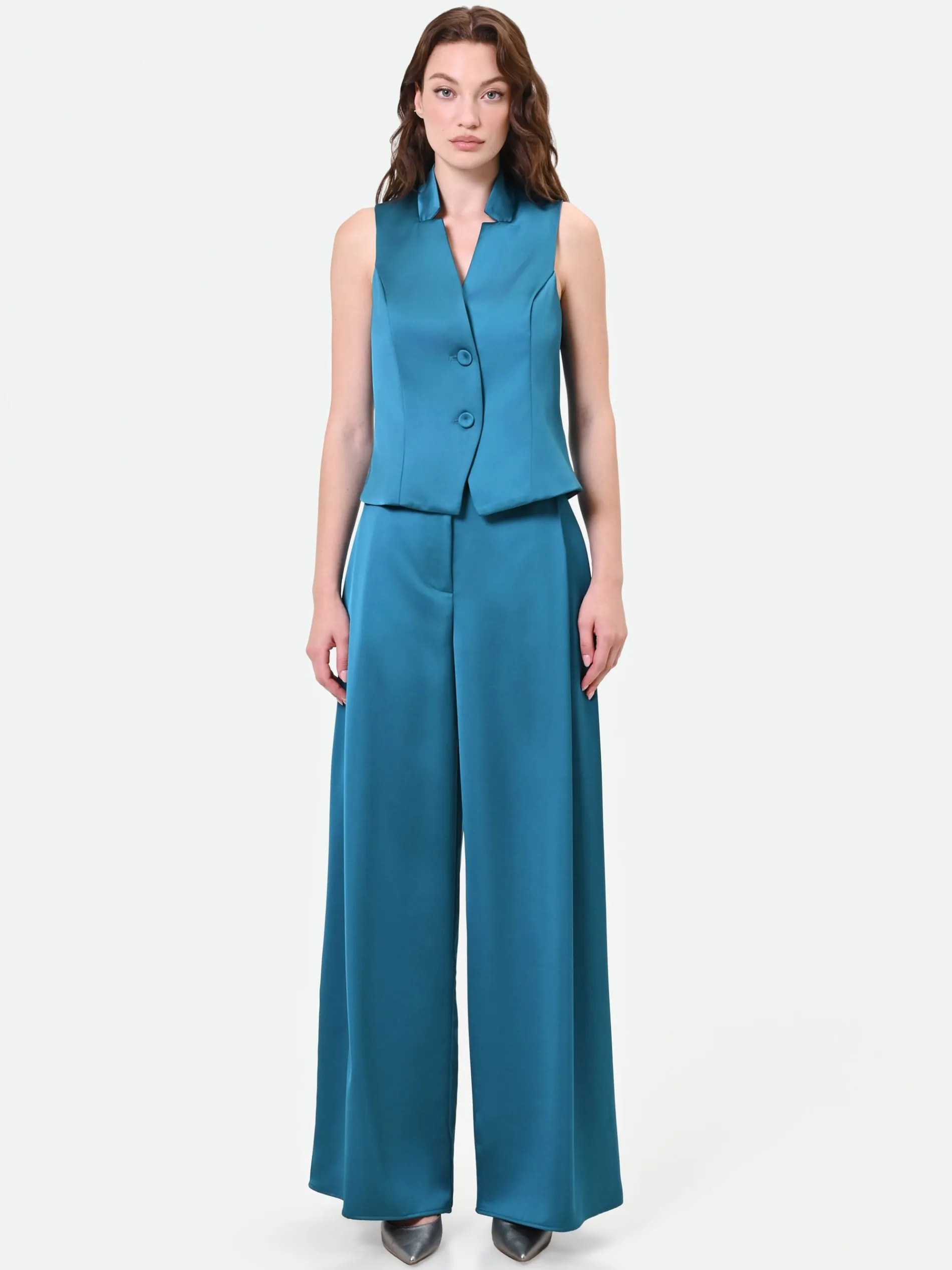 GILET IN RASO BLU OTTANIO