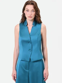 GILET IN RASO BLU OTTANIO