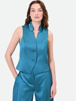 GILET IN RASO BLU OTTANIO