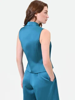 GILET IN RASO BLU OTTANIO