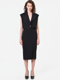 GILET NERO CROPPED CON DETTAGLI VELATI