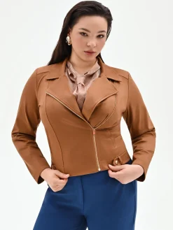 GIUBBOTTO CURVY CAMMELLO EFFETTO SCAMOSCIATO