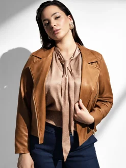 GIUBBOTTO CURVY CAMMELLO EFFETTO SCAMOSCIATO