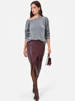 GONNA A TUBINO BORDEAUX EFFETTO PELLE
