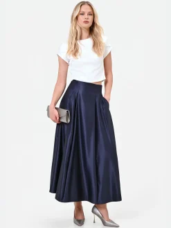 GONNA LUNGA BLU NAVY CON AMPIE PIEGHE