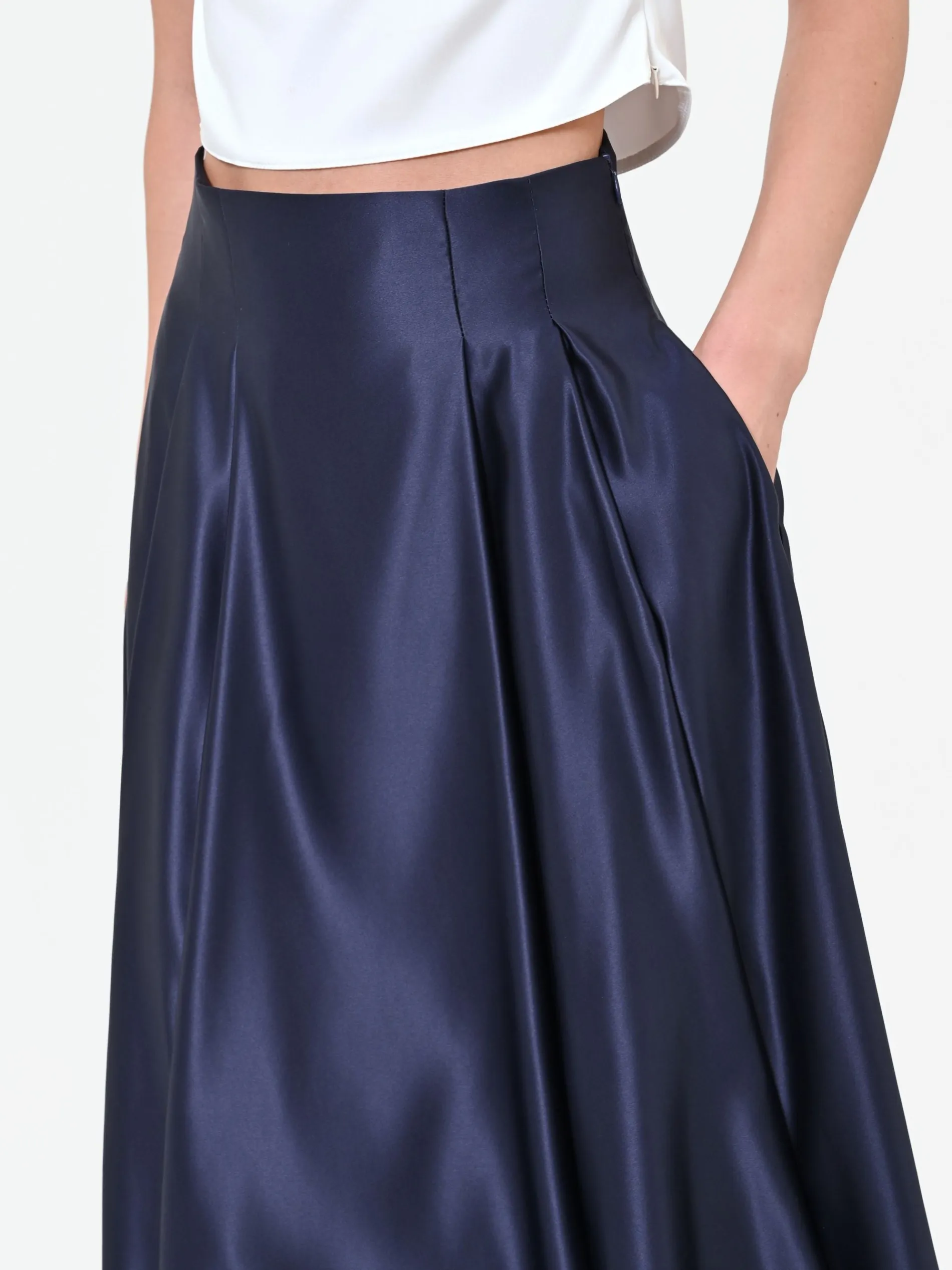 GONNA LUNGA BLU NAVY CON AMPIE PIEGHE