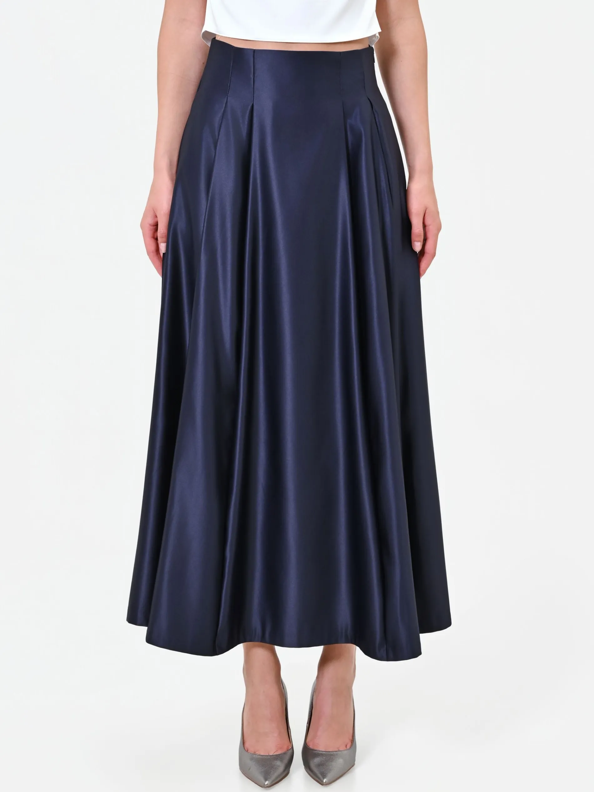 GONNA LUNGA BLU NAVY CON AMPIE PIEGHE