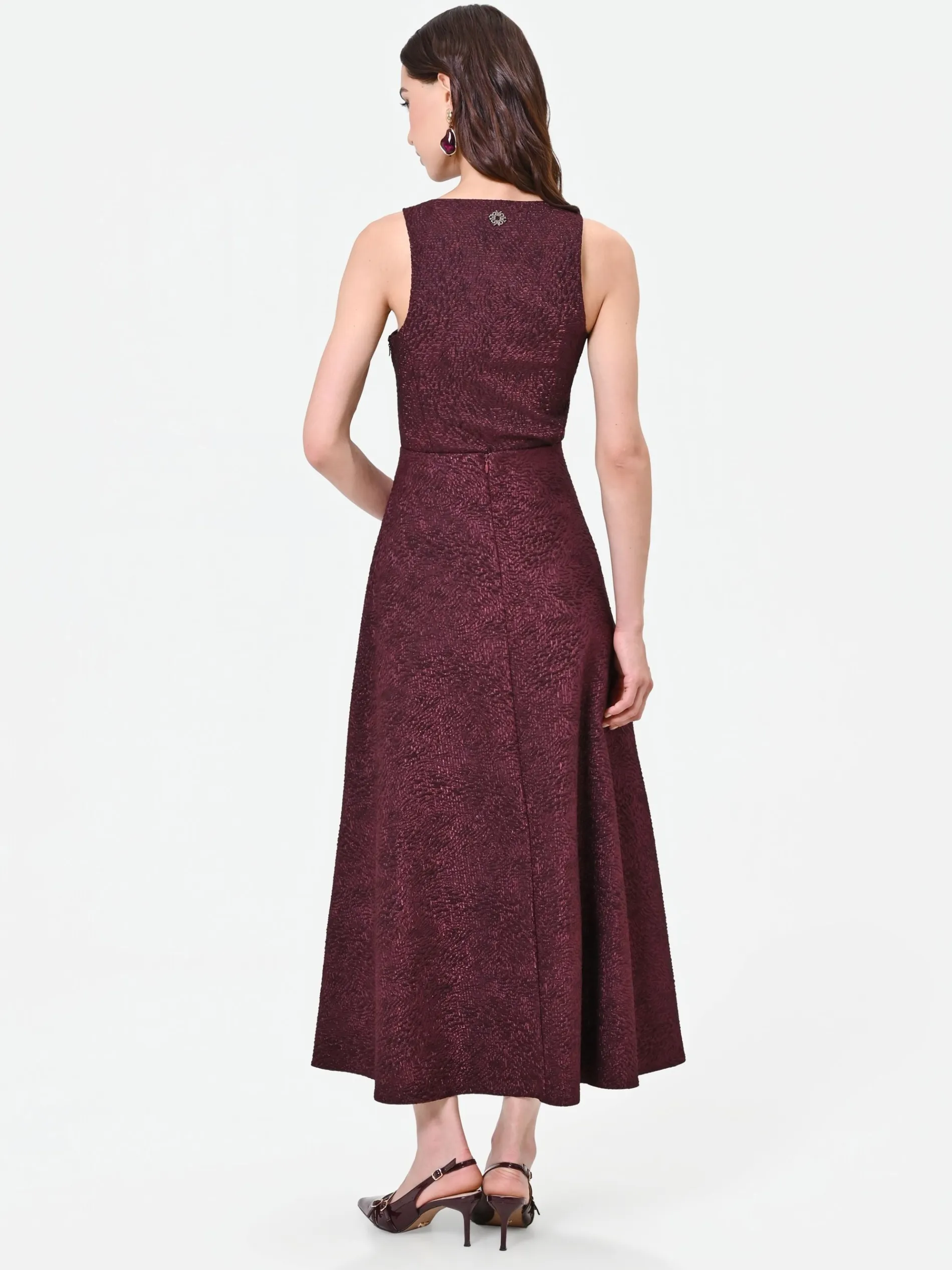 GONNA MIDI BORDEAUX INTESSUTO JACQUARD LAMÉ