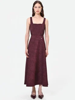 GONNA MIDI BORDEAUX INTESSUTO JACQUARD LAMÉ