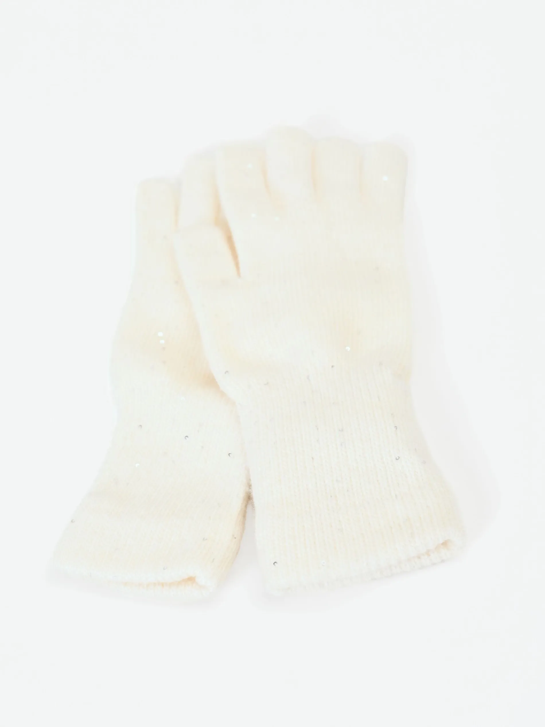 GUANTI PANNA BIANCO IN MAGLIA CON PAILLETTES