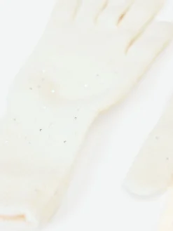 GUANTI PANNA BIANCO IN MAGLIA CON PAILLETTES