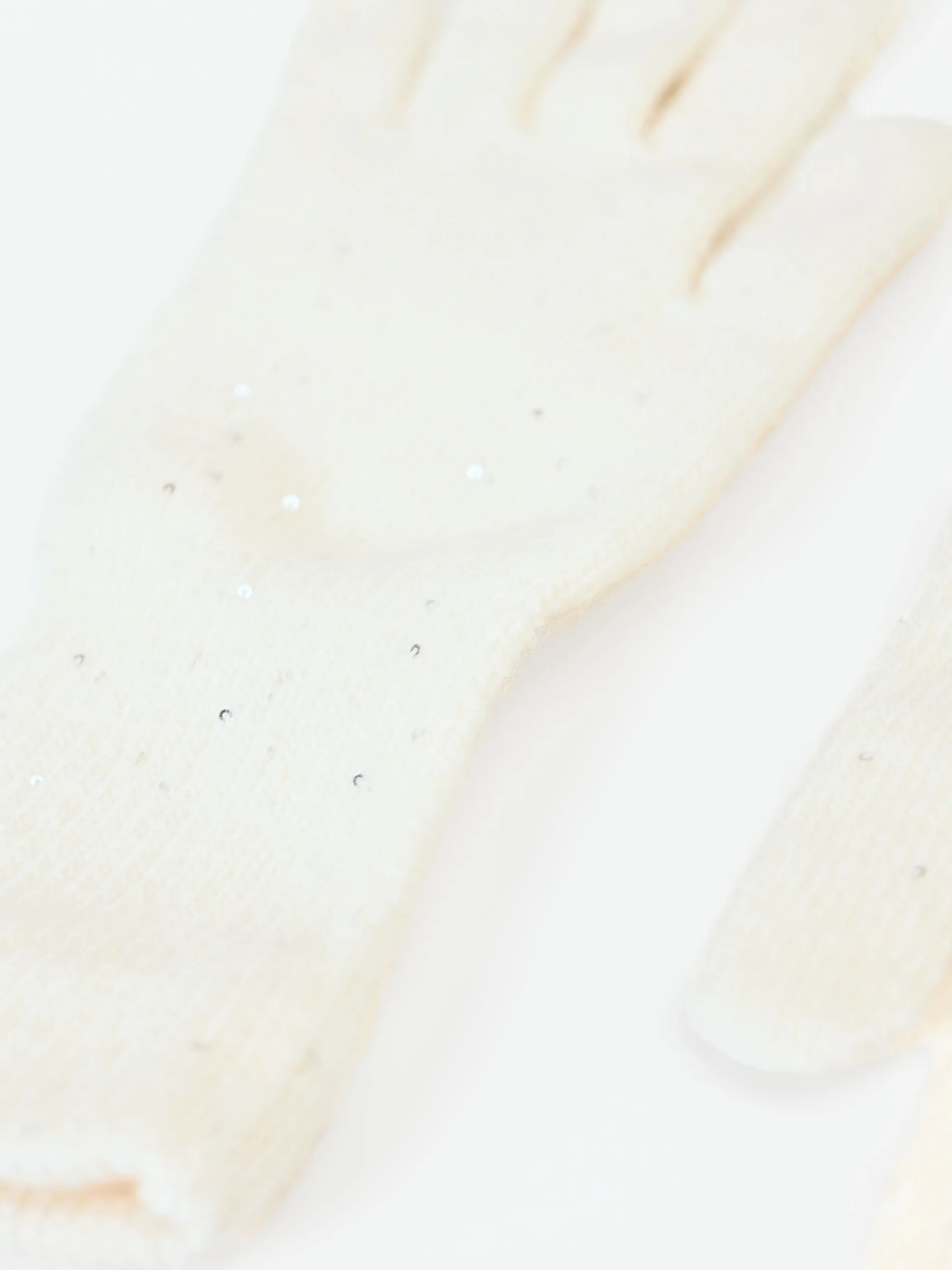 GUANTI PANNA BIANCO IN MAGLIA CON PAILLETTES