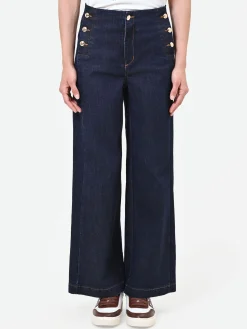 JEANS BLU NAVY A PALAZZO CON BOTTONI STILE MARINA