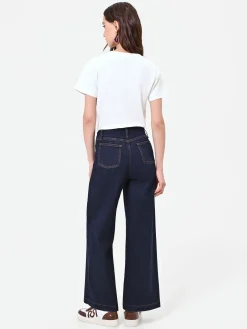 JEANS BLU NAVY A PALAZZO CON BOTTONI STILE MARINA