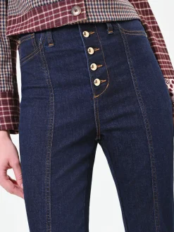JEANS BLU NAVY A VITA ALTA CON BOTTONI