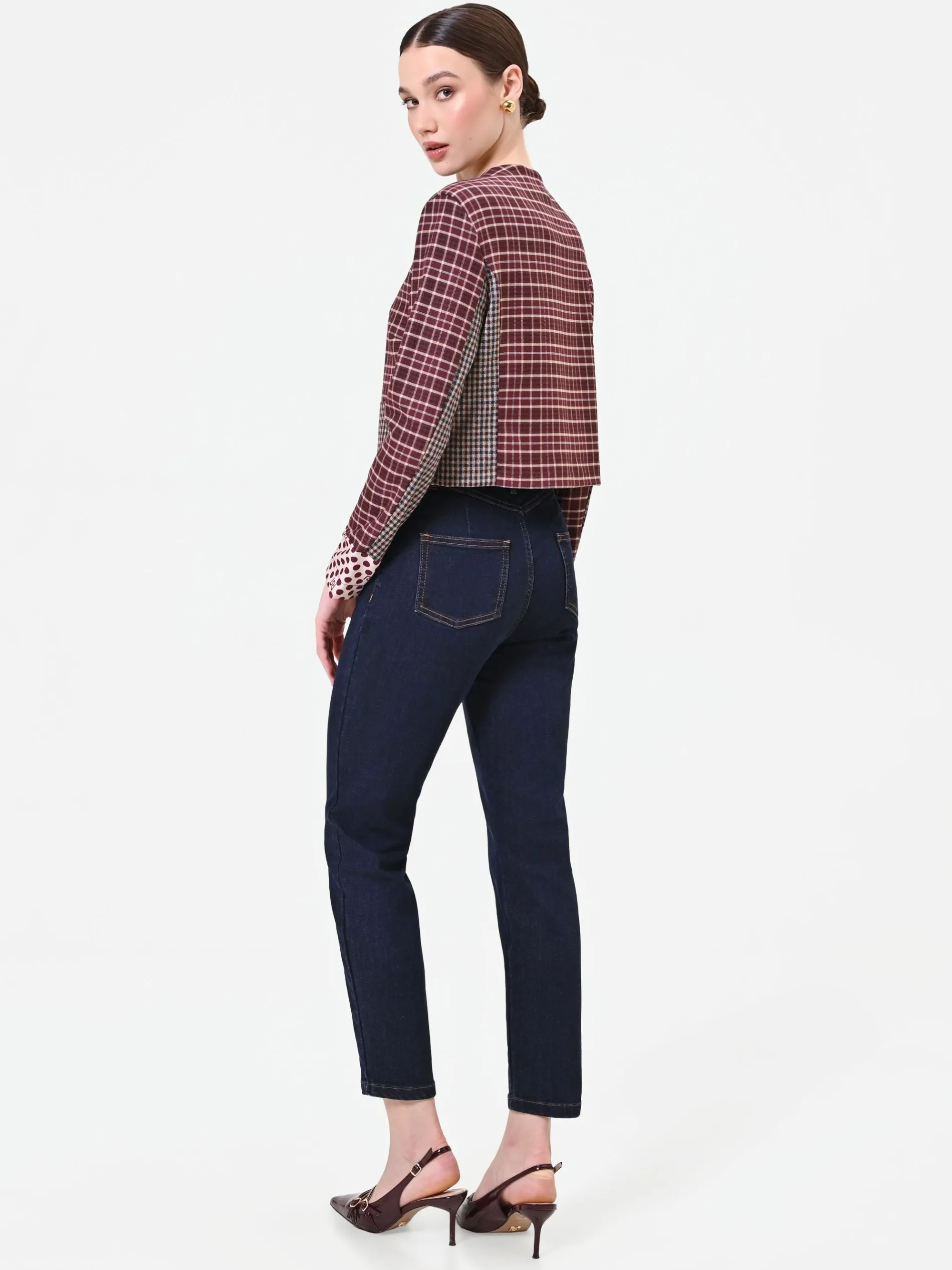 JEANS BLU NAVY A VITA ALTA CON BOTTONI