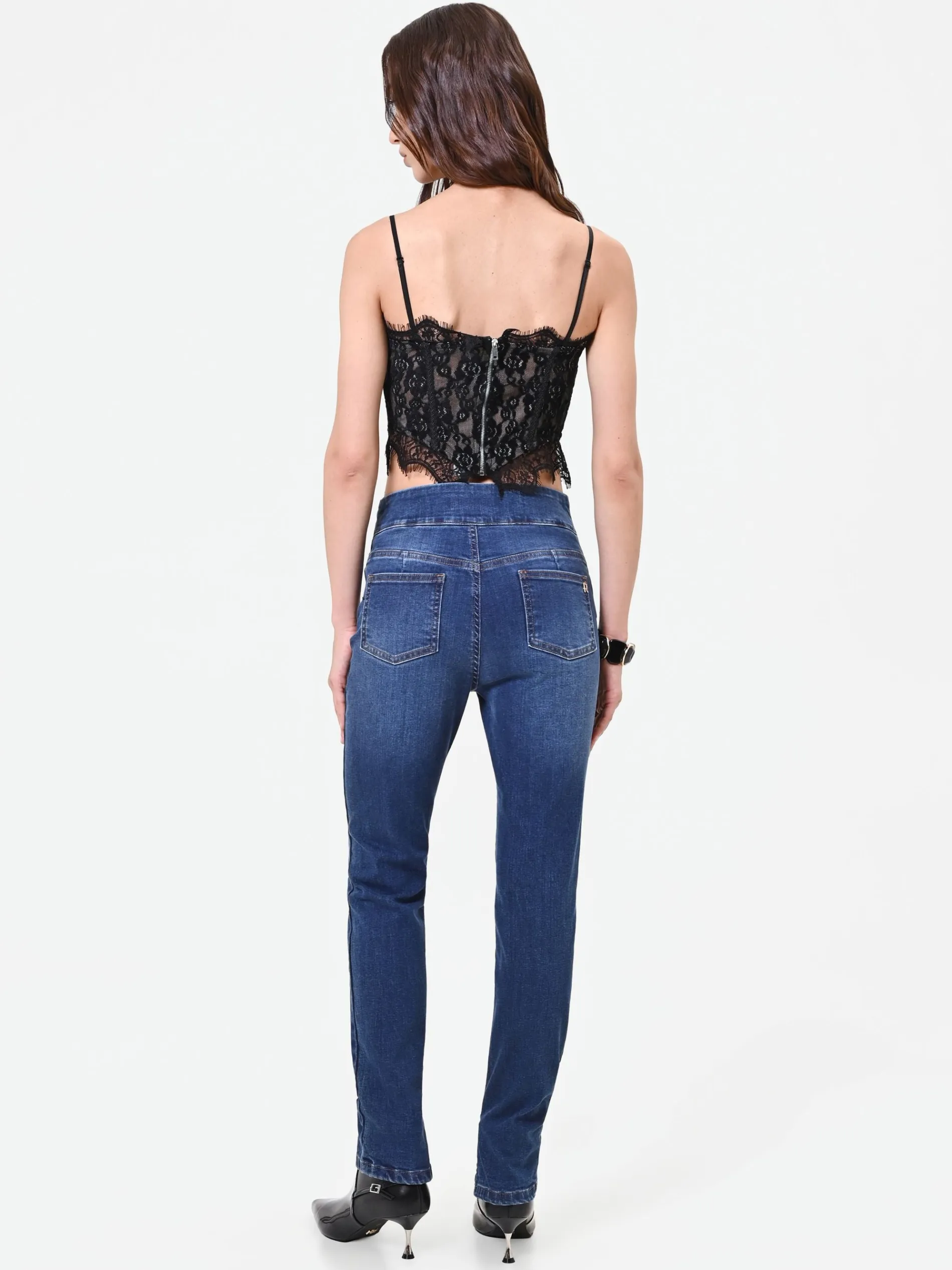 JEANS SKINNY BLU CON BOTTONI PIATTI