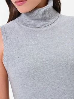 MAGLIA DOLCEVITA SMANICATA GRIGIO CHIARO